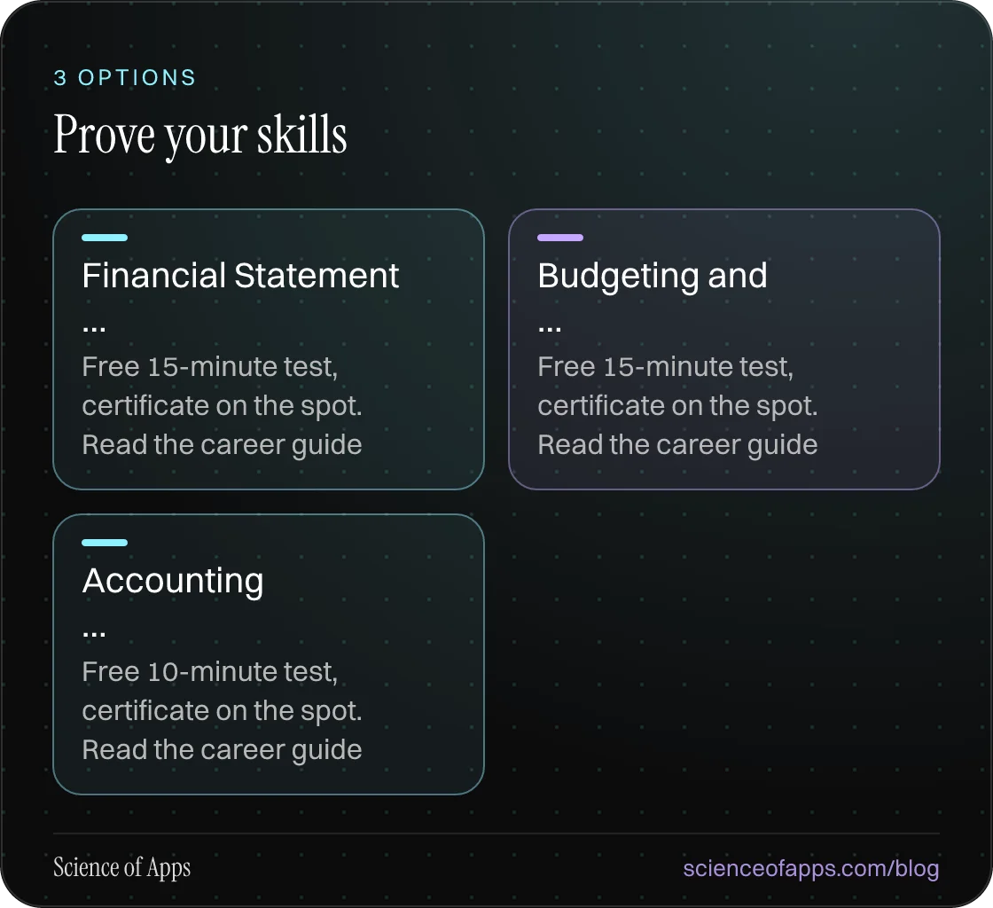 Prove your skills: Financial Statement …; Budgeting and …; Accounting ….