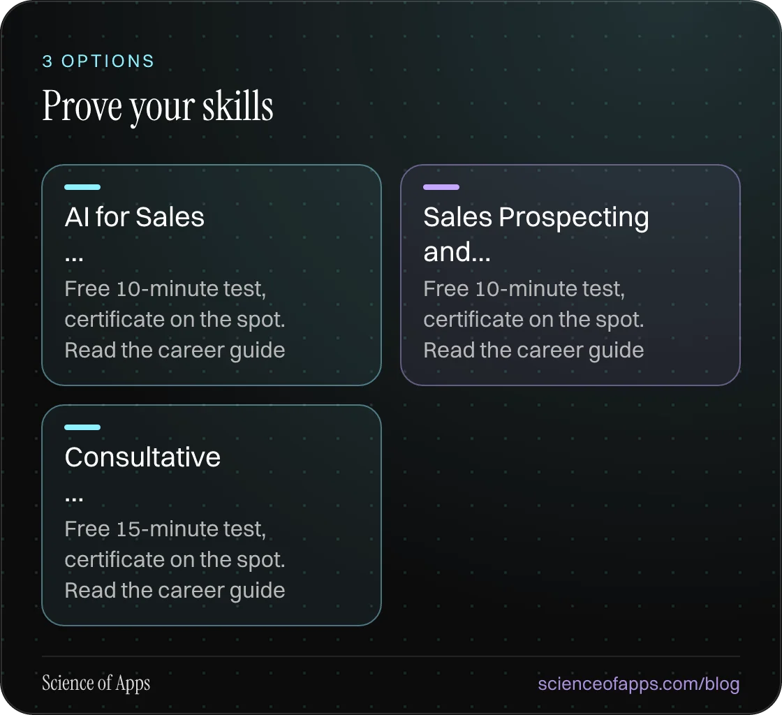Prove your skills: AI for Sales …; Sales Prospecting and…; Consultative ….