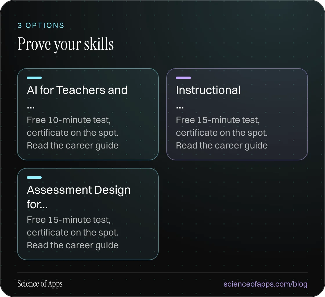 Prove your skills: AI for Teachers and …; Instructional …; Assessment Design for….