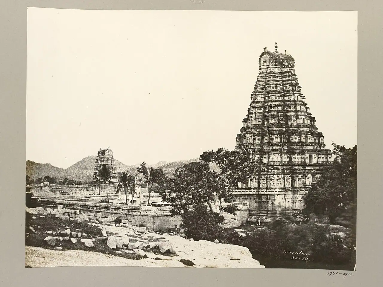 The Virupaksha temple complex photographed by Alexander Greenlaw in 1856.