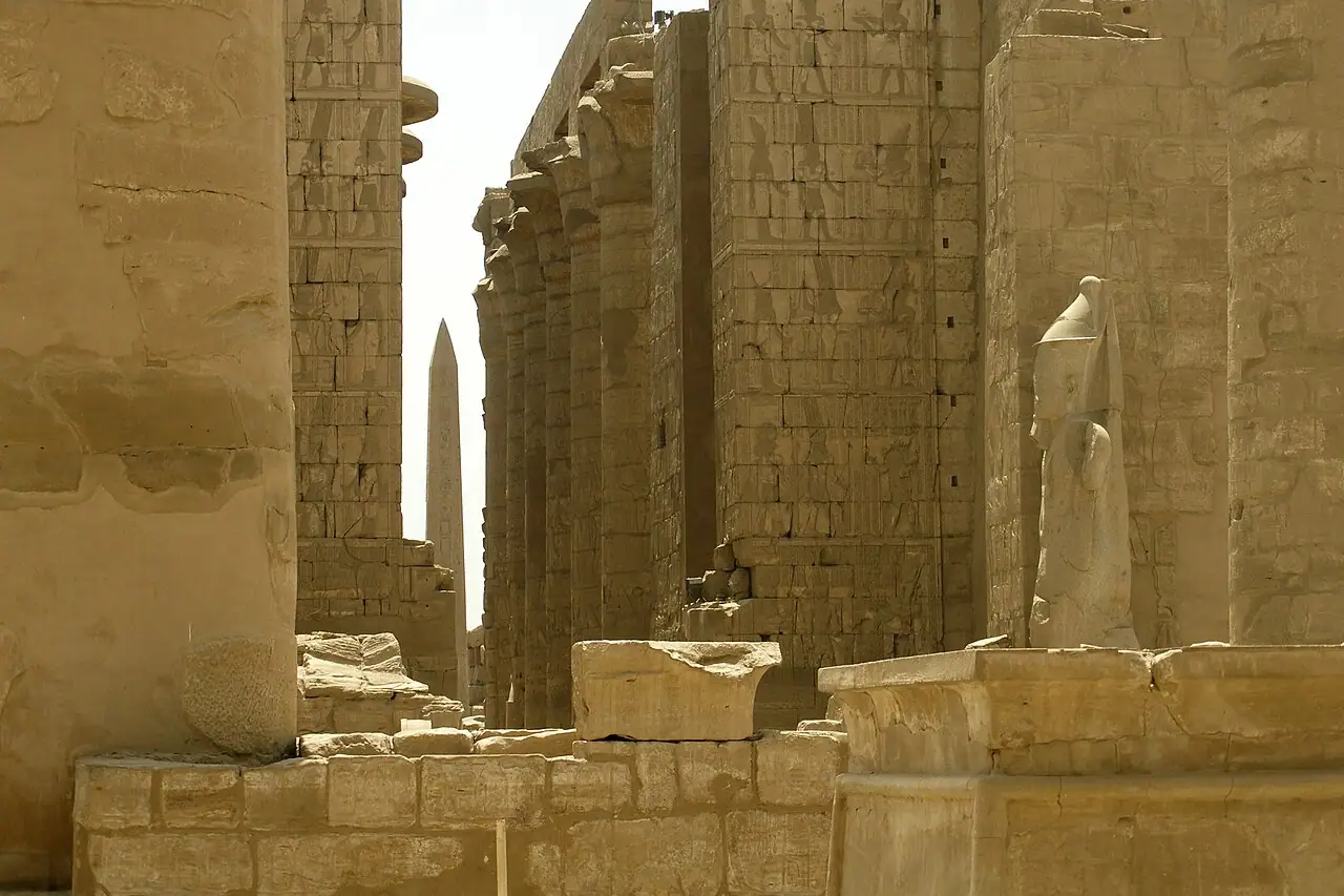 Columns of the Great Hypostyle Hall at Karnak today.