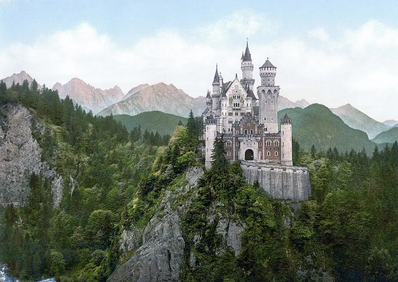 Neuschwanstein in a photochrom print of about 1890–1905.