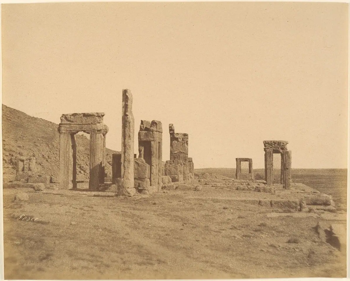 Persepolis photographed by Luigi Pesce in the 1840s, before excavation and restoration.