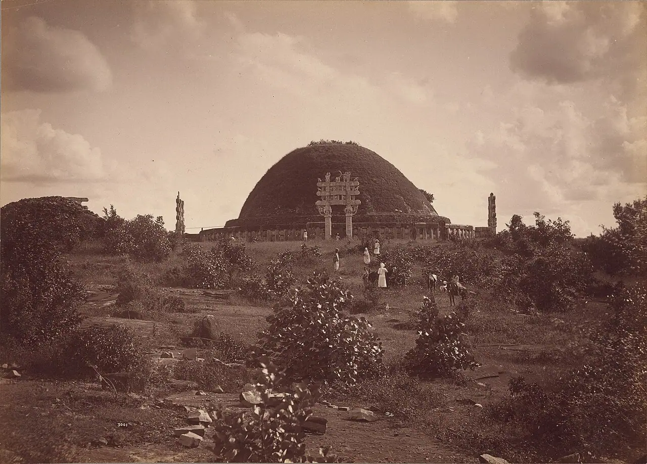The Great Stupa from the north, photographed by Lala Deen Dayal around 1885, before its restoration.