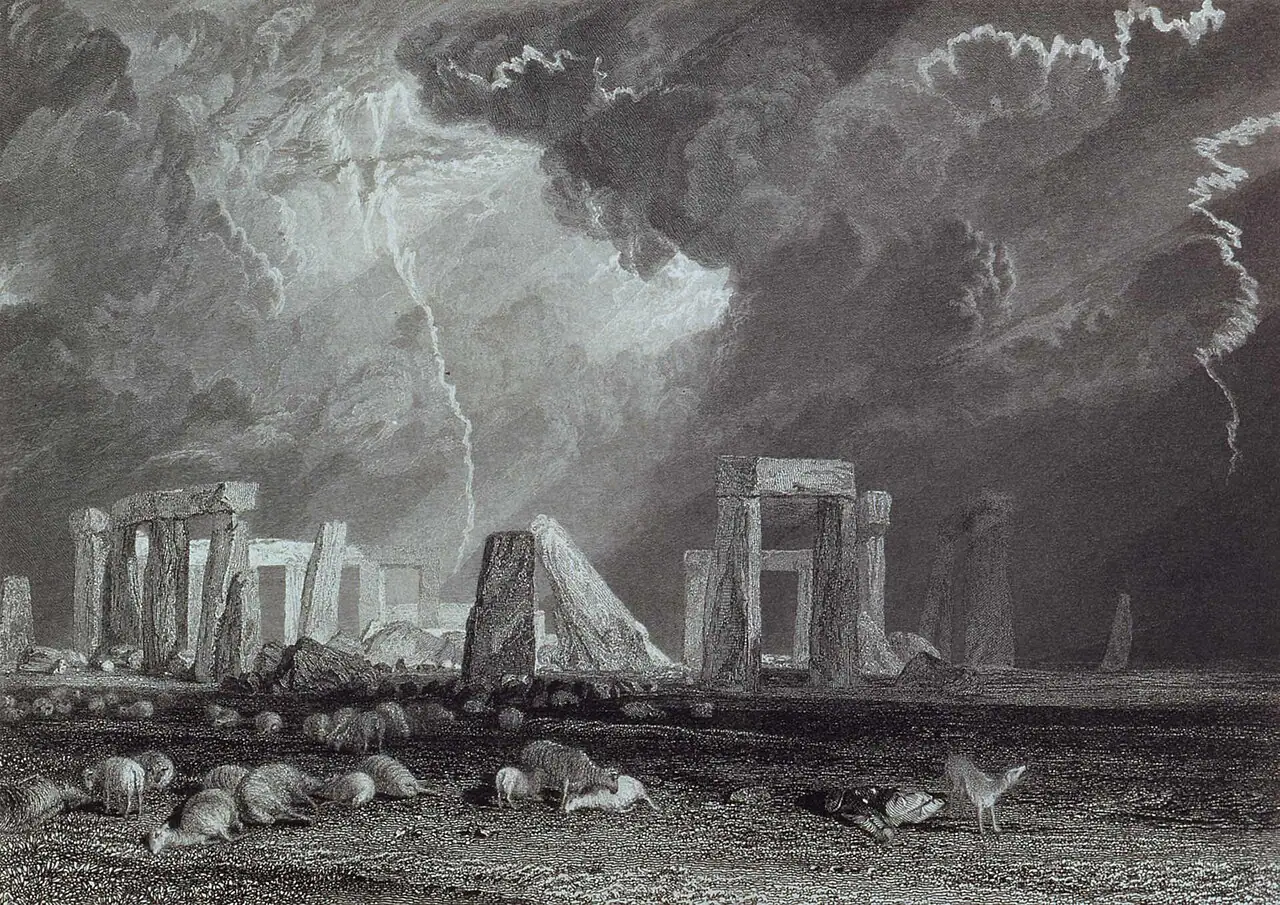 Stonehenge in an 1829 engraving by Robert Wallis after J. M. W. Turner.
