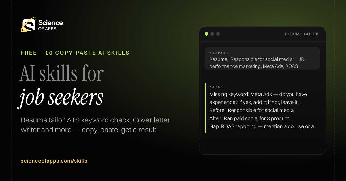 10 free AI skills for job seekers & careers, with an example from Resume tailor