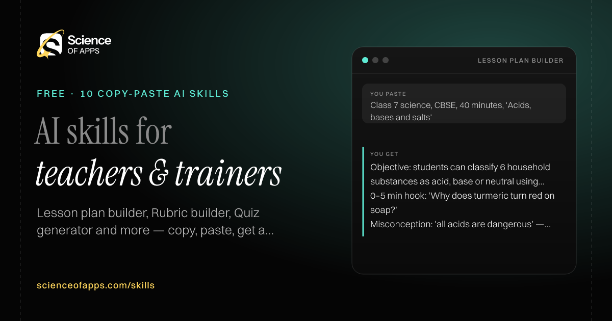 10 free AI skills for education & training, with an example from Lesson plan builder