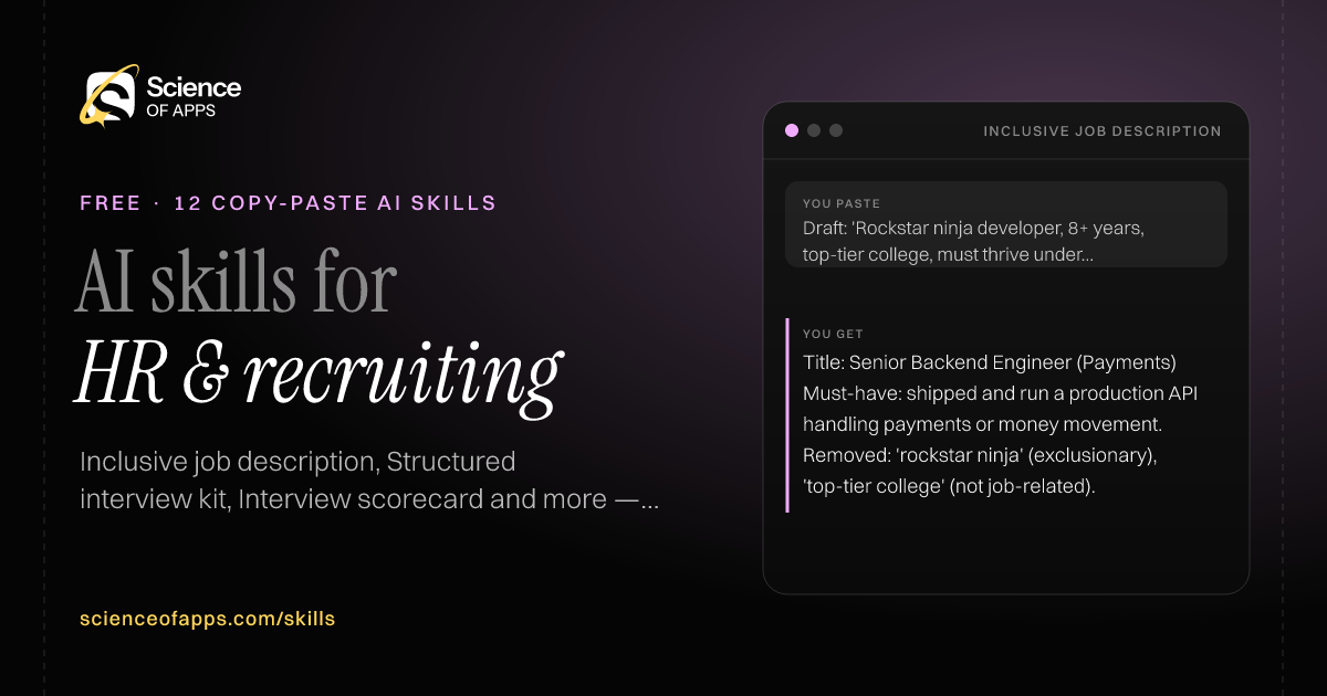 12 free AI skills for hr & recruiting, with an example from Inclusive job description